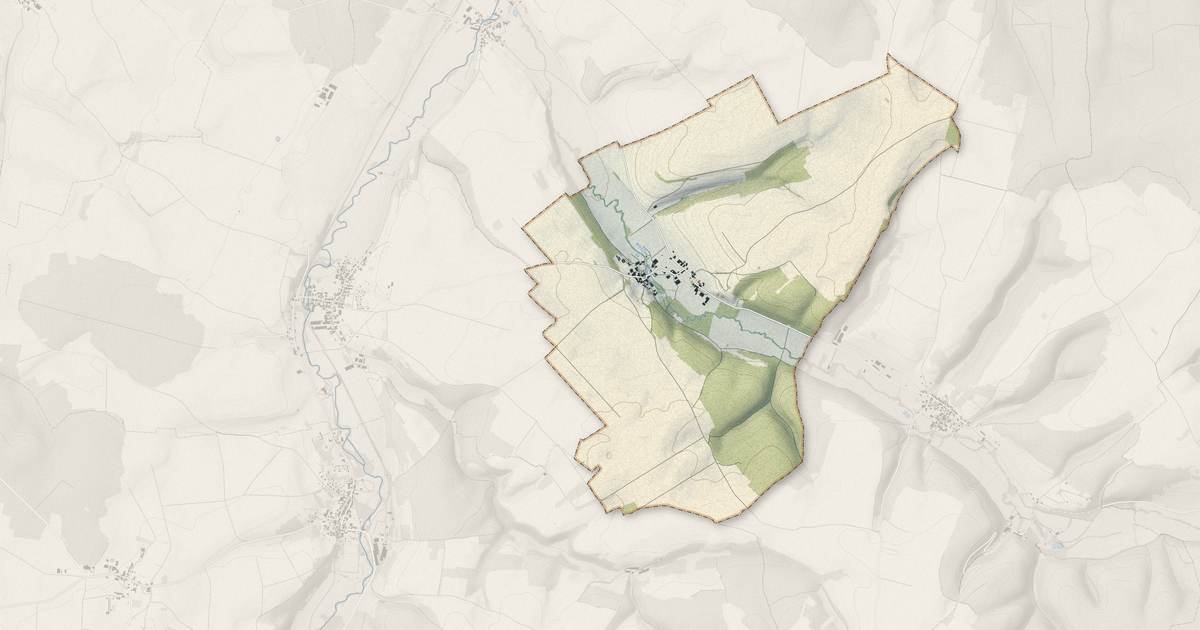 Portrait cartographique de Baudrecourt : relief, eau, forêts, bâti et voies, calculés à partir des données de l'IGN