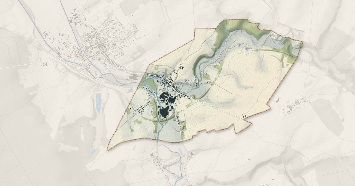 Portrait cartographique de Brousseval : relief, eau, forêts, bâti et voies, calculés à partir des données de l'IGN
