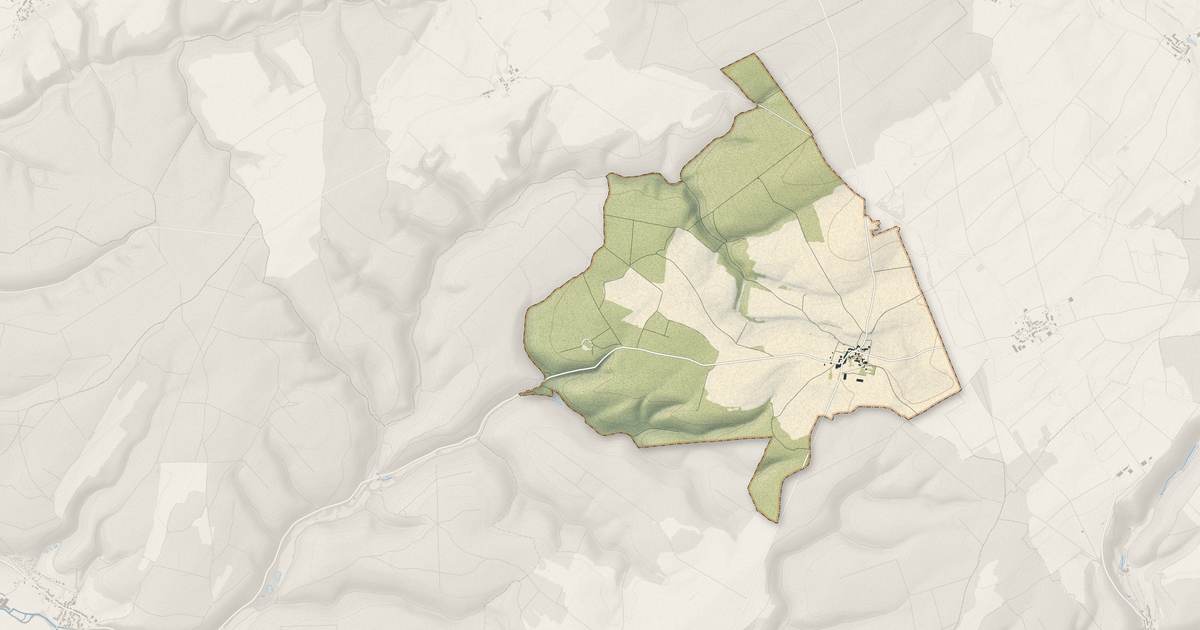 Portrait cartographique de Busson : relief, eau, forêts, bâti et voies, calculés à partir des données de l'IGN