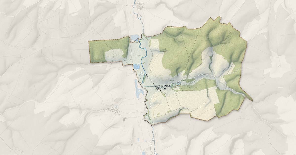 Portrait cartographique de Dinteville : relief, eau, forêts, bâti et voies, calculés à partir des données de l'IGN