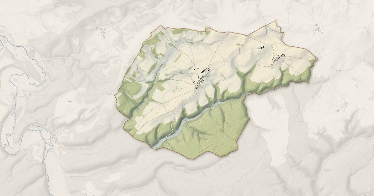 Portrait cartographique de Domremy-Landéville : relief, eau, forêts, bâti et voies, calculés à partir des données de l'IGN