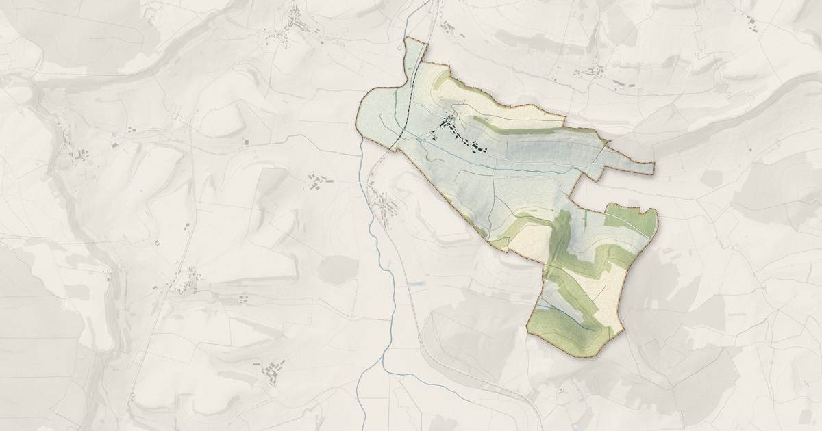 Portrait cartographique de Doncourt-sur-Meuse : relief, eau, forêts, bâti et voies, calculés à partir des données de l'IGN