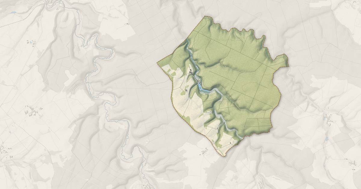 Portrait cartographique de Ecot-la-Combe : relief, eau, forêts, bâti et voies, calculés à partir des données de l'IGN