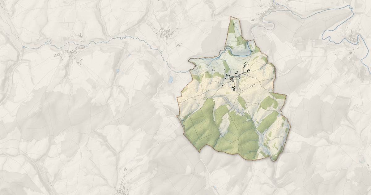 Portrait cartographique de Enfonvelle : relief, eau, forêts, bâti et voies, calculés à partir des données de l'IGN
