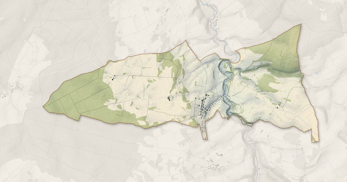 Portrait cartographique de Esnouveaux : relief, eau, forêts, bâti et voies, calculés à partir des données de l'IGN