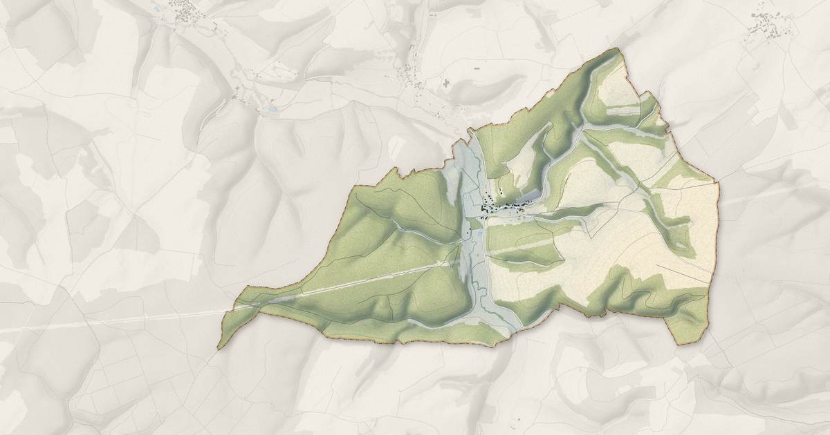 Portrait cartographique de Flammerécourt : relief, eau, forêts, bâti et voies, calculés à partir des données de l'IGN