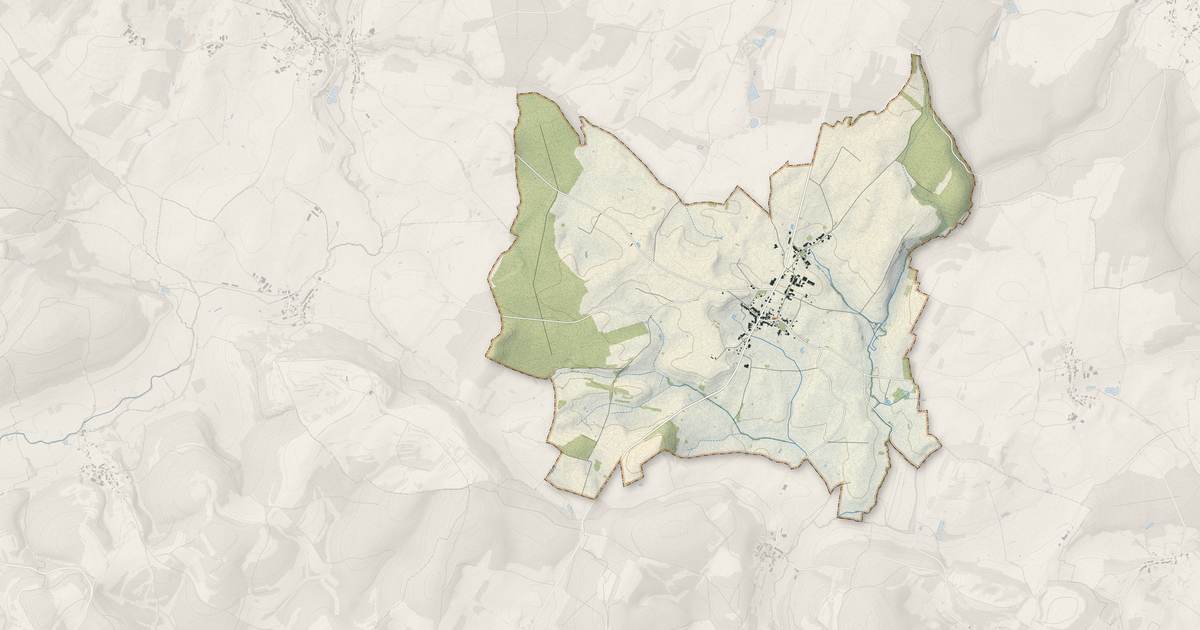 Portrait cartographique de Genevrières : relief, eau, forêts, bâti et voies, calculés à partir des données de l'IGN