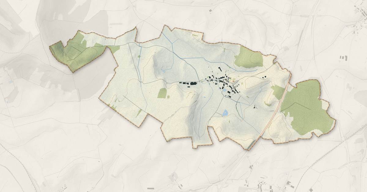 Portrait cartographique de Germainvilliers : relief, eau, forêts, bâti et voies, calculés à partir des données de l'IGN