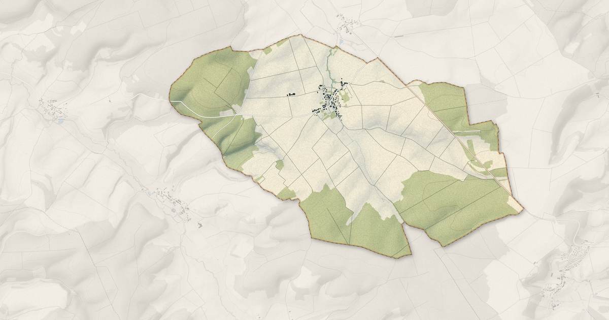 Portrait cartographique de Gillancourt : relief, eau, forêts, bâti et voies, calculés à partir des données de l'IGN