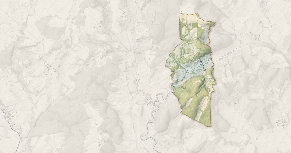 Portrait cartographique de Grenant : relief, eau, forêts, bâti et voies, calculés à partir des données de l'IGN