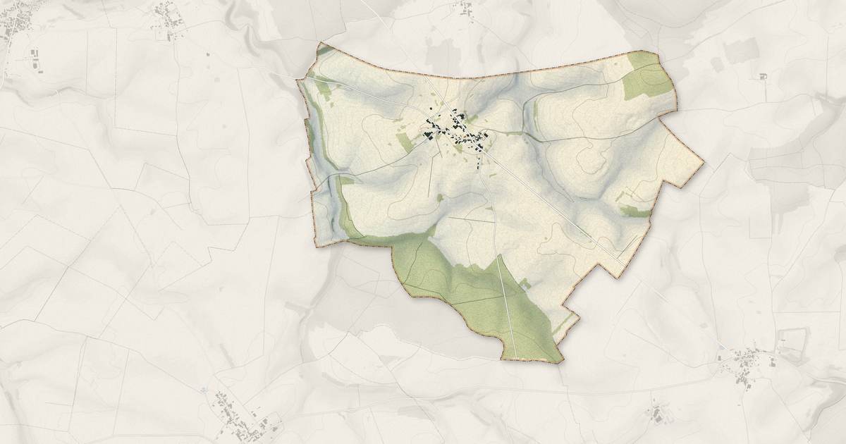 Portrait cartographique de Guindrecourt-aux-Ormes : relief, eau, forêts, bâti et voies, calculés à partir des données de l'IGN