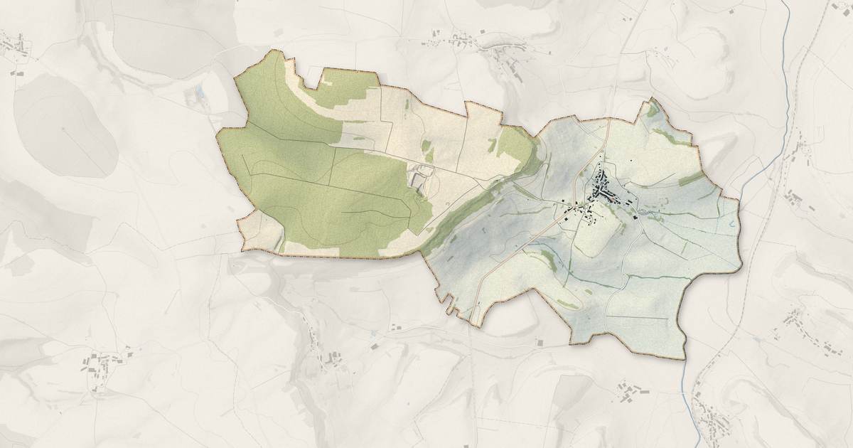 Portrait cartographique de Huilliécourt : relief, eau, forêts, bâti et voies, calculés à partir des données de l'IGN