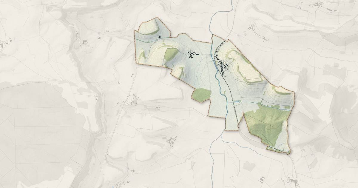 Portrait cartographique de Levécourt : relief, eau, forêts, bâti et voies, calculés à partir des données de l'IGN