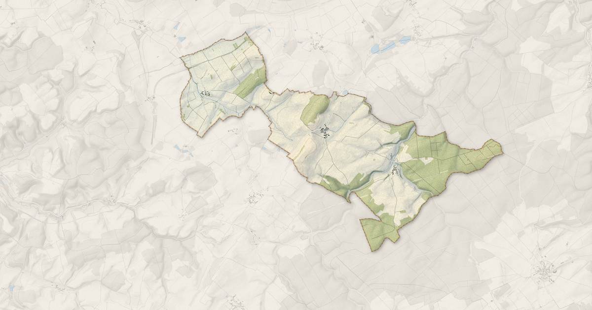 Portrait cartographique de Lezéville : relief, eau, forêts, bâti et voies, calculés à partir des données de l'IGN