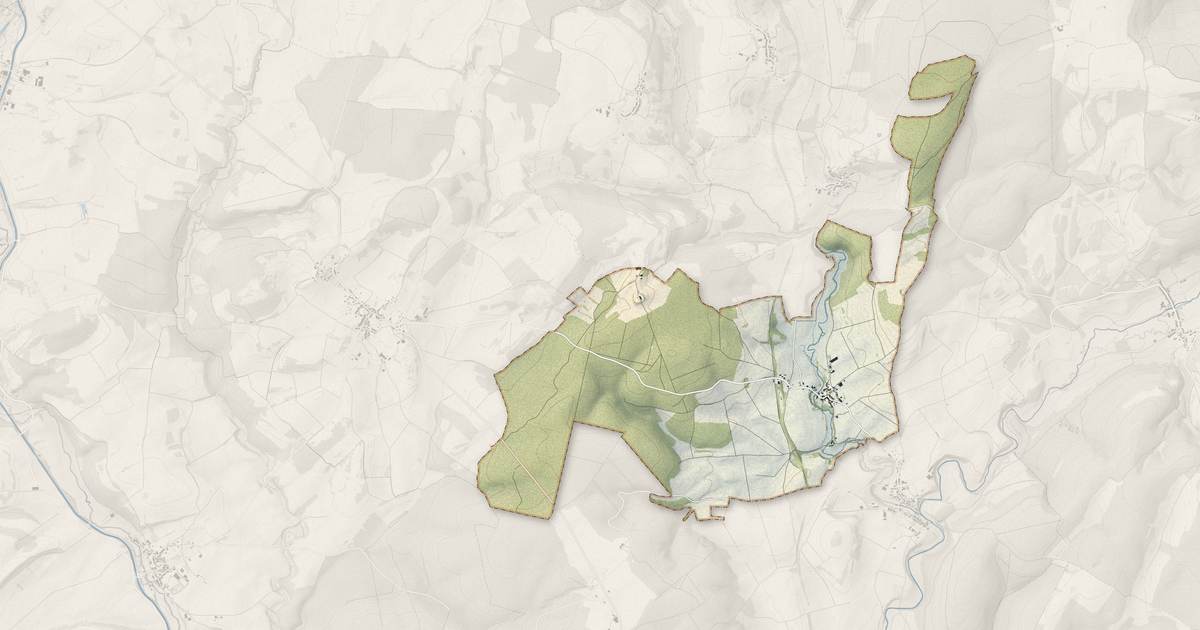Portrait cartographique de Maâtz : relief, eau, forêts, bâti et voies, calculés à partir des données de l'IGN