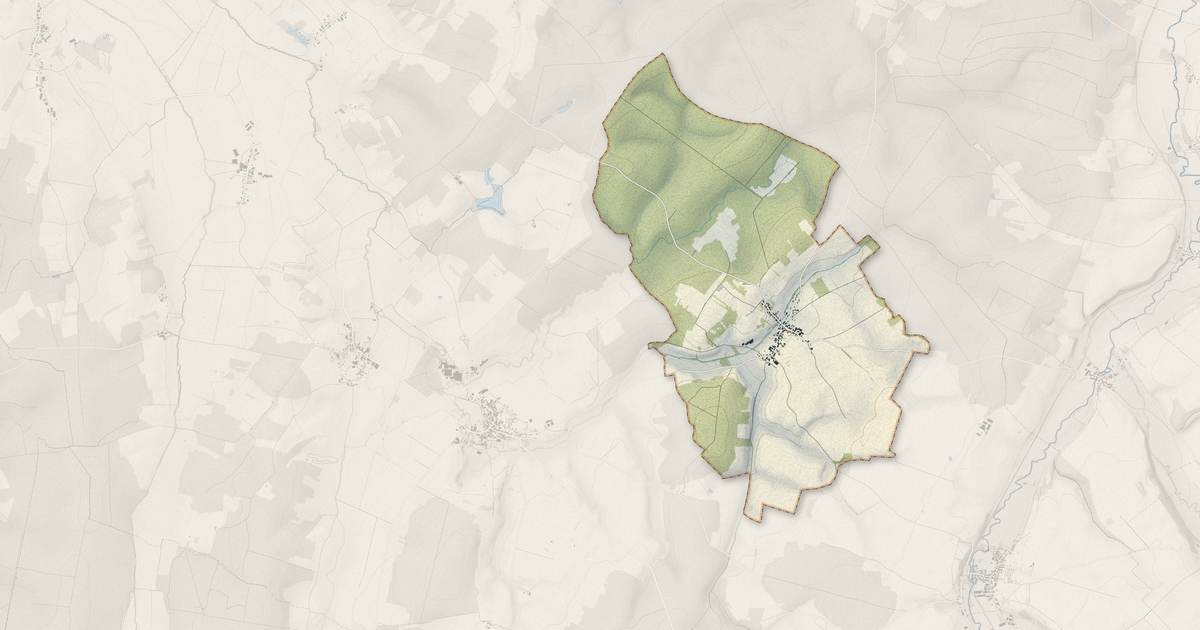 Portrait cartographique de Mertrud : relief, eau, forêts, bâti et voies, calculés à partir des données de l'IGN