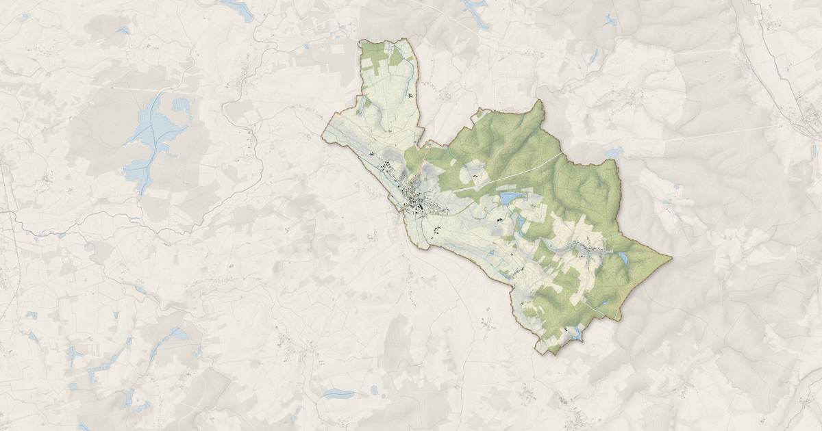 Portrait cartographique de La Porte du Der : relief, eau, forêts, bâti et voies, calculés à partir des données de l'IGN