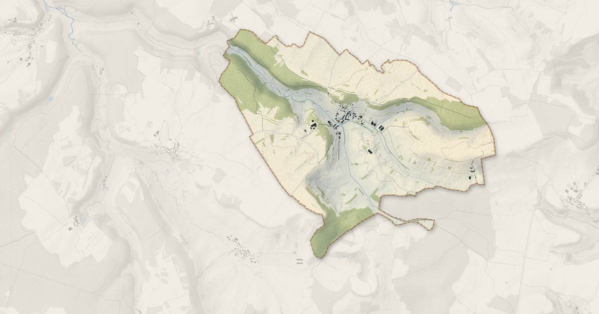 Portrait cartographique de Ninville : relief, eau, forêts, bâti et voies, calculés à partir des données de l'IGN