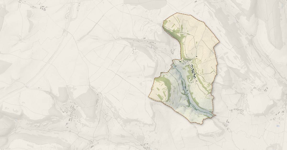 Portrait cartographique de Orcevaux : relief, eau, forêts, bâti et voies, calculés à partir des données de l'IGN