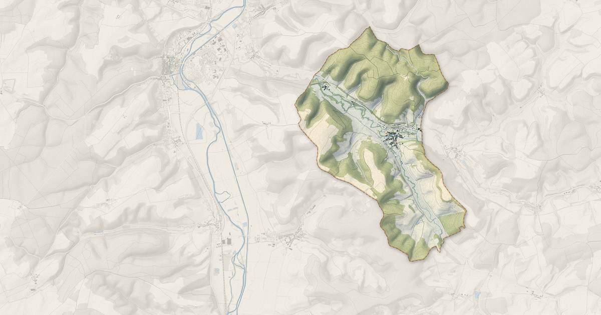 Portrait cartographique de Poissons : relief, eau, forêts, bâti et voies, calculés à partir des données de l'IGN