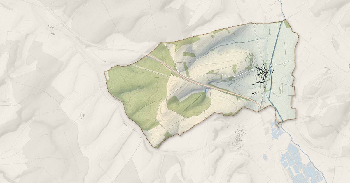 Portrait cartographique de Pont-la-Ville : relief, eau, forêts, bâti et voies, calculés à partir des données de l'IGN