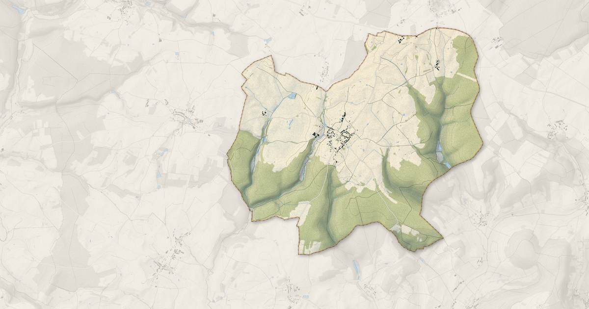 Portrait cartographique de Pressigny : relief, eau, forêts, bâti et voies, calculés à partir des données de l'IGN