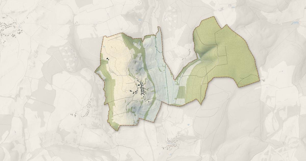 Portrait cartographique de Rivières-le-Bois : relief, eau, forêts, bâti et voies, calculés à partir des données de l'IGN