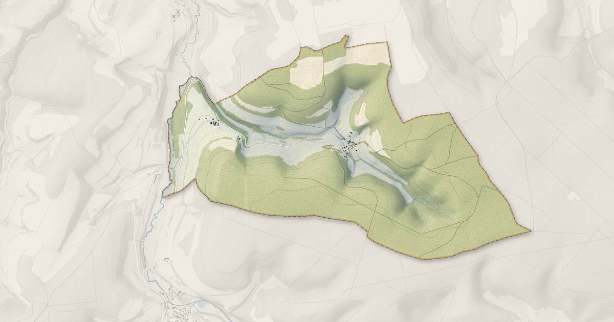 Portrait cartographique de Rouelles : relief, eau, forêts, bâti et voies, calculés à partir des données de l'IGN