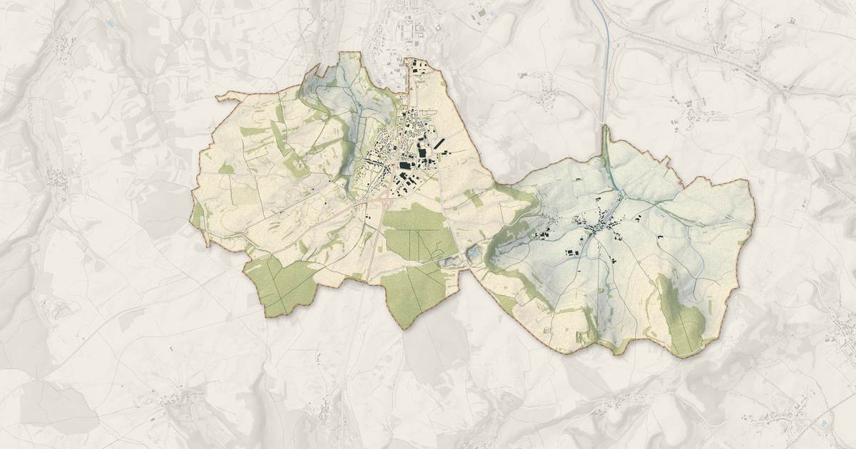 Portrait cartographique de Saints-Geosmes : relief, eau, forêts, bâti et voies, calculés à partir des données de l'IGN
