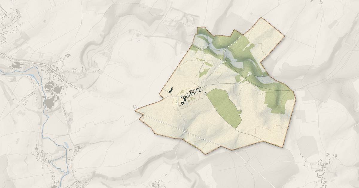 Portrait cartographique de Valleret : relief, eau, forêts, bâti et voies, calculés à partir des données de l'IGN