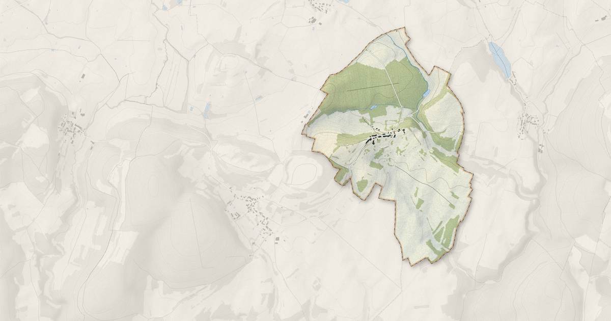 Portrait cartographique de Valleroy : relief, eau, forêts, bâti et voies, calculés à partir des données de l'IGN
