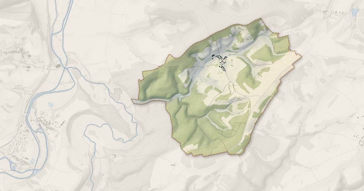 Portrait cartographique de Vaux-sur-Saint-Urbain : relief, eau, forêts, bâti et voies, calculés à partir des données de l'IGN
