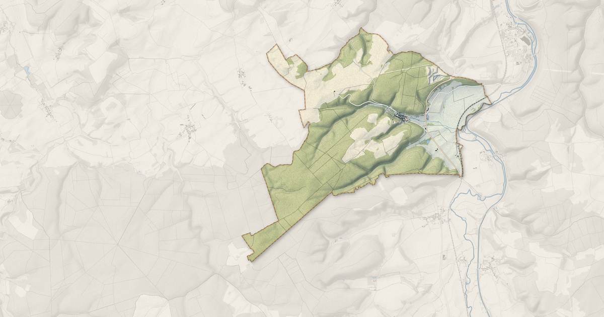 Portrait cartographique de Vignory : relief, eau, forêts, bâti et voies, calculés à partir des données de l'IGN