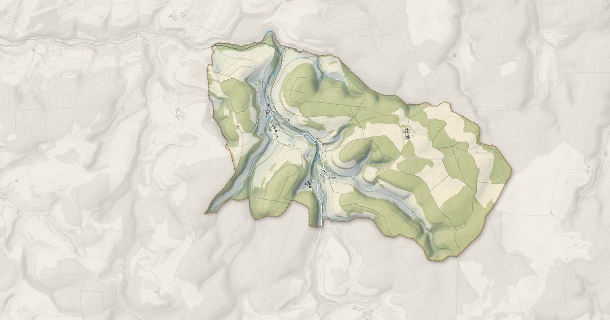 Portrait cartographique de Villars-Santenoge : relief, eau, forêts, bâti et voies, calculés à partir des données de l'IGN