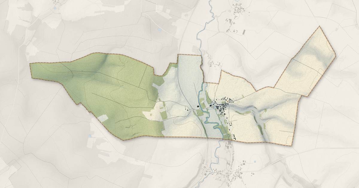 Portrait cartographique de Ville-en-Blaisois : relief, eau, forêts, bâti et voies, calculés à partir des données de l'IGN