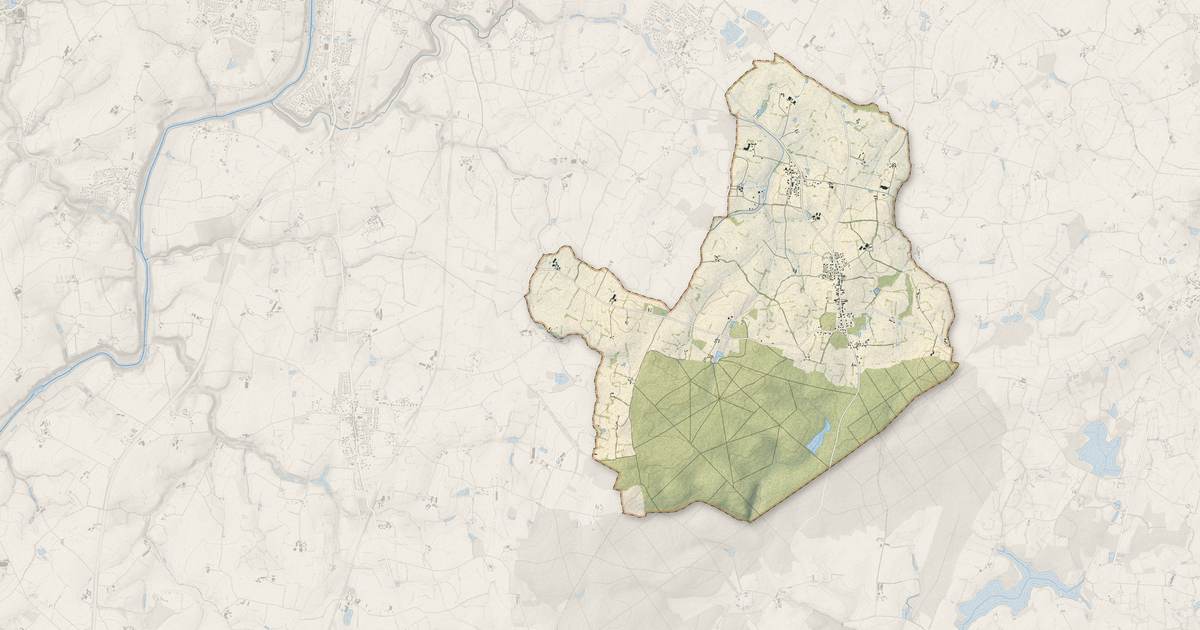 Portrait cartographique de Belgeard : relief, eau, forêts, bâti et voies, calculés à partir des données de l'IGN