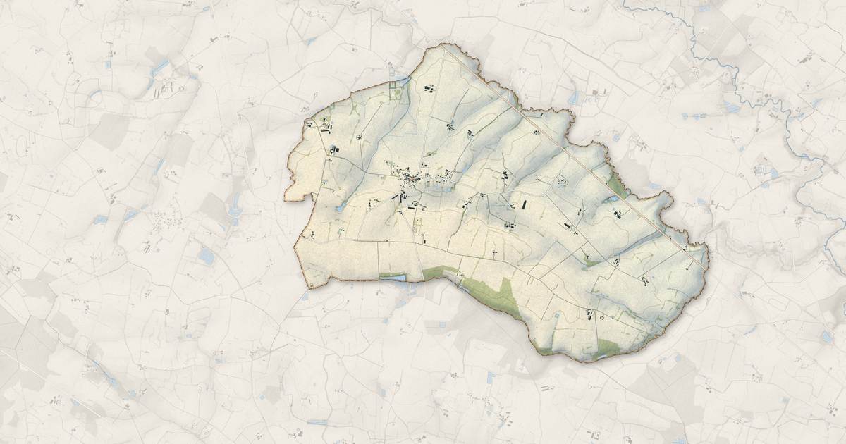 Portrait cartographique de Le Buret : relief, eau, forêts, bâti et voies, calculés à partir des données de l'IGN