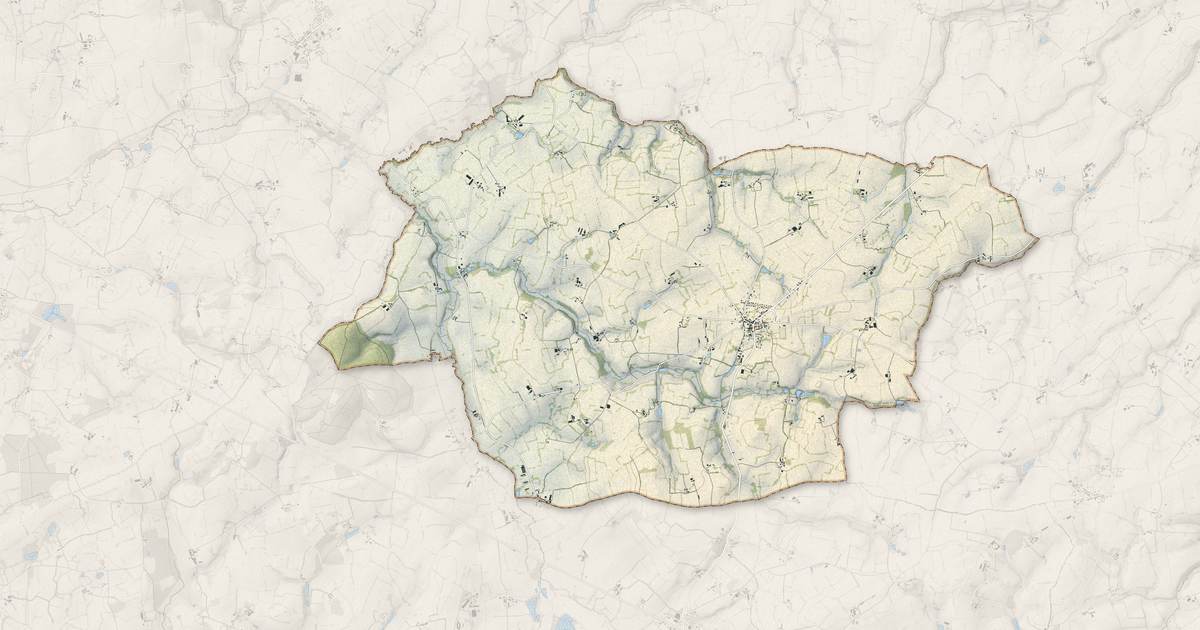 Portrait cartographique de Champgenéteux : relief, eau, forêts, bâti et voies, calculés à partir des données de l'IGN