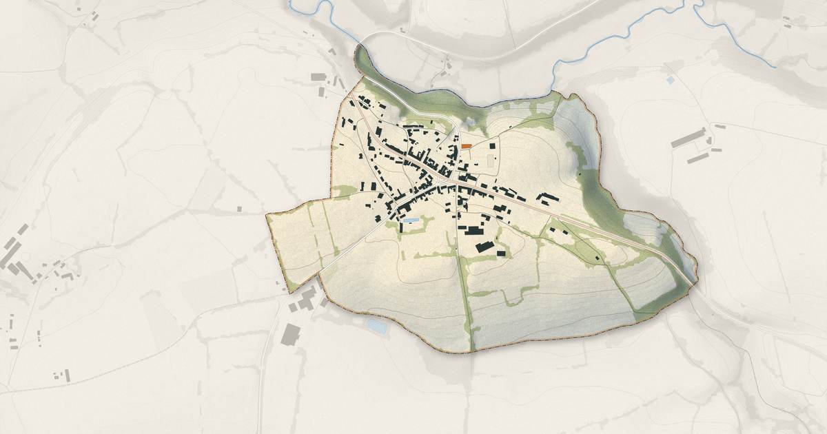 Portrait cartographique de Couptrain : relief, eau, forêts, bâti et voies, calculés à partir des données de l'IGN