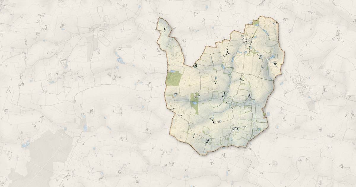 Portrait cartographique de Gastines : relief, eau, forêts, bâti et voies, calculés à partir des données de l'IGN