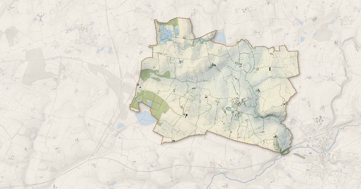 Portrait cartographique de Gesnes : relief, eau, forêts, bâti et voies, calculés à partir des données de l'IGN