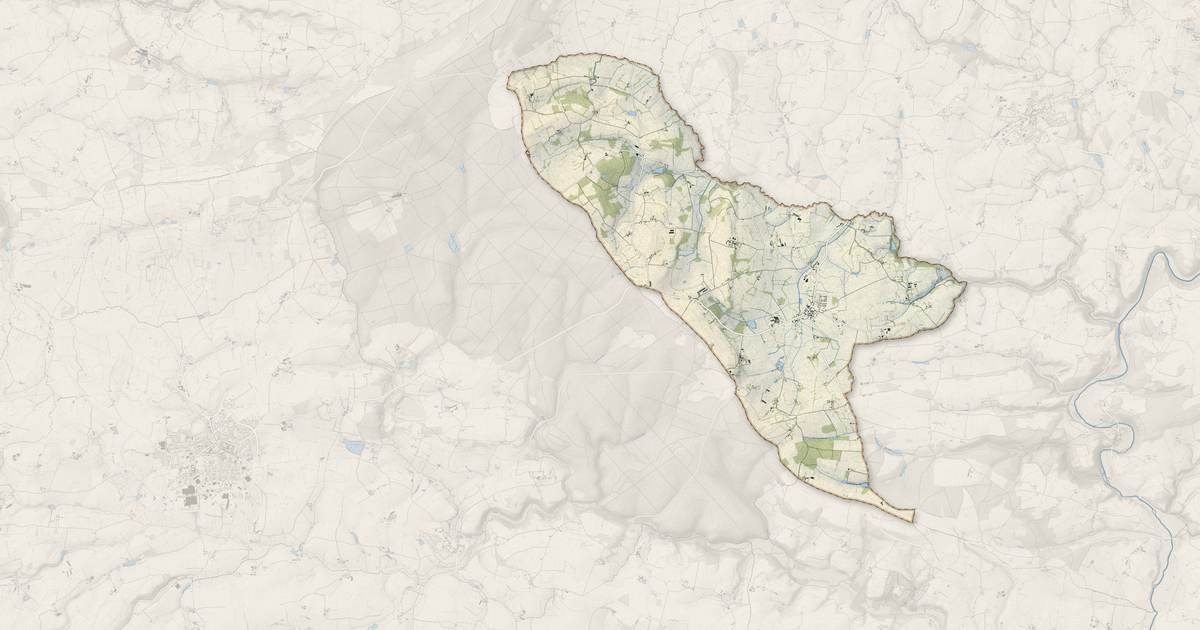 Portrait cartographique de Gesvres : relief, eau, forêts, bâti et voies, calculés à partir des données de l'IGN