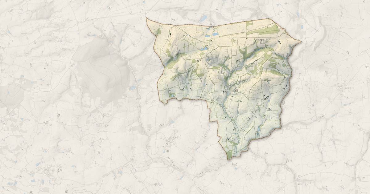 Portrait cartographique de Hardanges : relief, eau, forêts, bâti et voies, calculés à partir des données de l'IGN