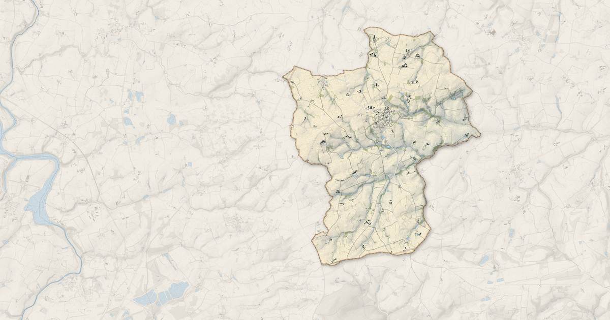 Portrait cartographique de Le Horps : relief, eau, forêts, bâti et voies, calculés à partir des données de l'IGN