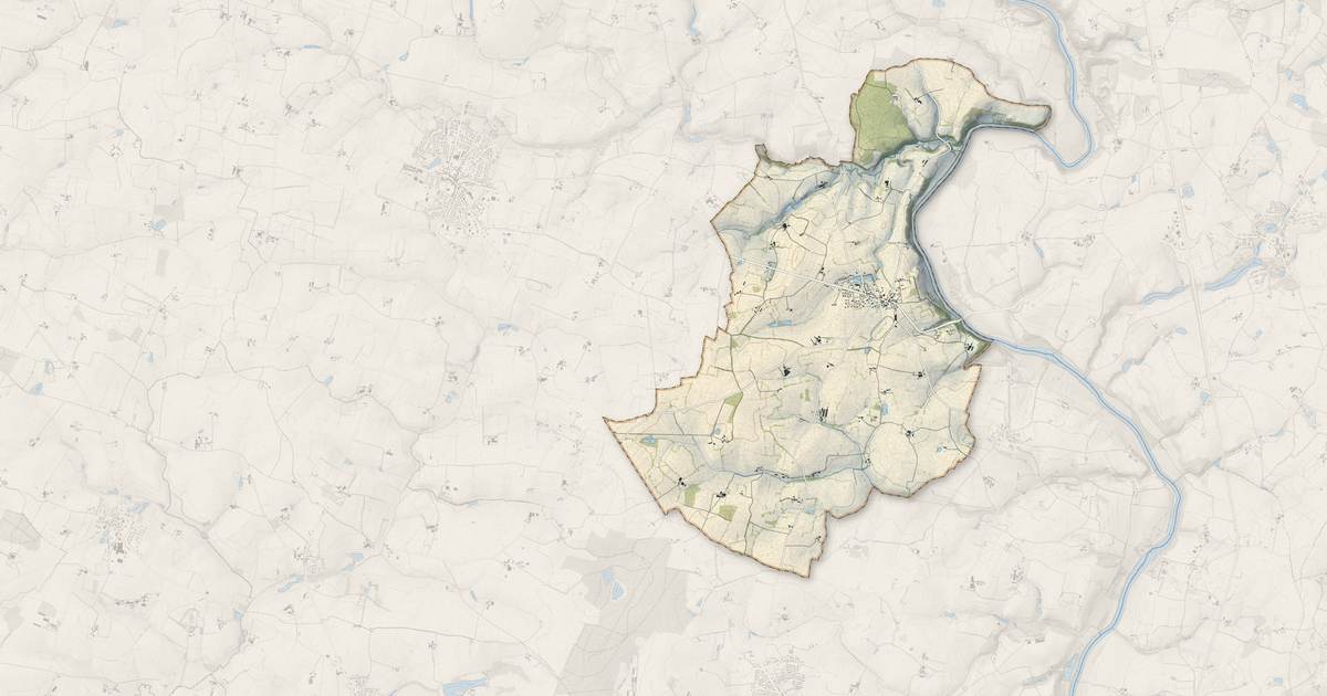 Portrait cartographique de Houssay : relief, eau, forêts, bâti et voies, calculés à partir des données de l'IGN