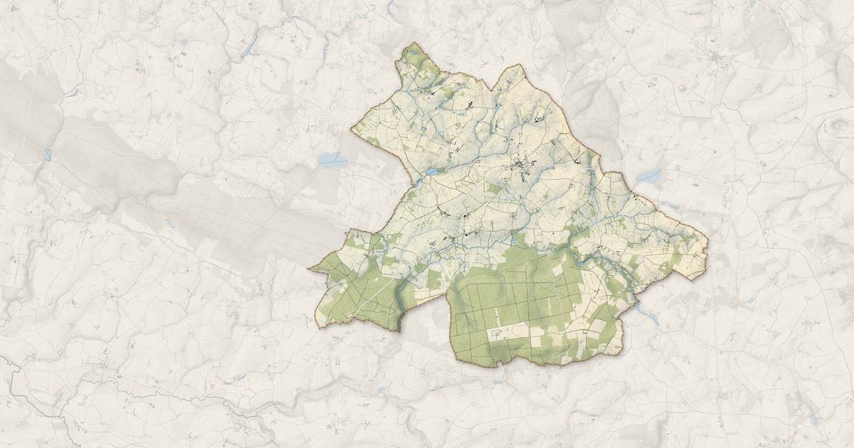 Portrait cartographique de Lignières-Orgères : relief, eau, forêts, bâti et voies, calculés à partir des données de l'IGN