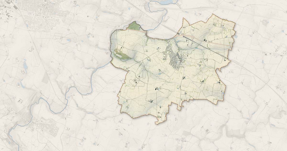 Portrait cartographique de Louvigné : relief, eau, forêts, bâti et voies, calculés à partir des données de l'IGN