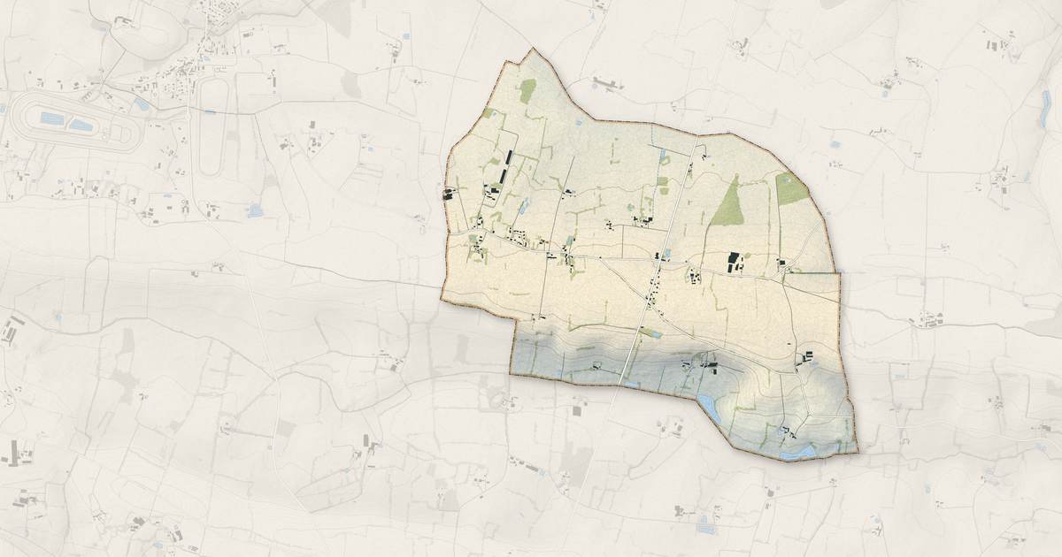 Portrait cartographique de Saint-Erblon : relief, eau, forêts, bâti et voies, calculés à partir des données de l'IGN