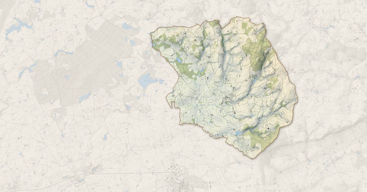Portrait cartographique de Sainte-Gemmes-le-Robert : relief, eau, forêts, bâti et voies, calculés à partir des données de l'IGN