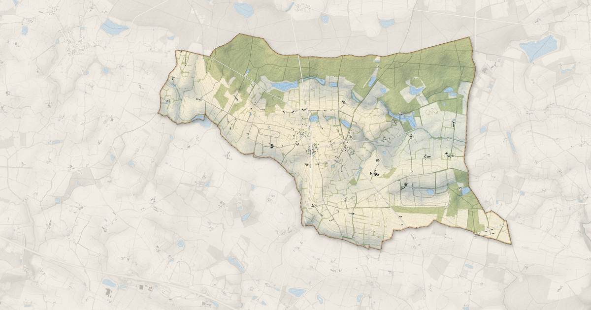Portrait cartographique de Saint-Léger : relief, eau, forêts, bâti et voies, calculés à partir des données de l'IGN
